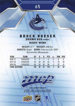 2019-20 Upper Deck MVP - Blue #65 Brock Boeser Back