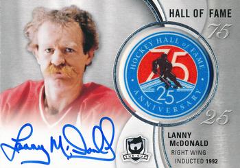2018-19 Upper Deck The Cup - Hockey Hall of Fame Anniversary 75/25 Auto Manufactured Patch #HOF-LM Lanny McDonald Front