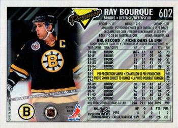 1993-94 O-Pee-Chee Premier - Pre-Production Samples #602 Ray Bourque Back