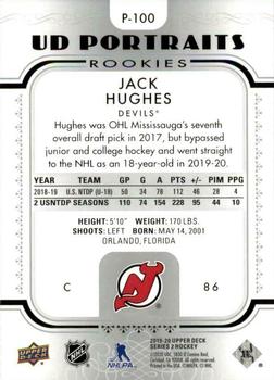 2019-20 Upper Deck - UD Portraits #P-100 Jack Hughes Back