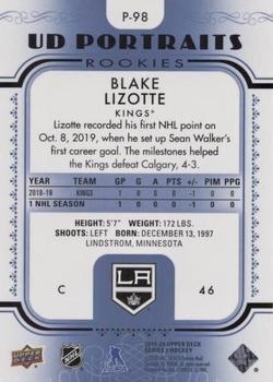 2019-20 Upper Deck - UD Portraits Platinum Blue #P-98 Blake Lizotte Back