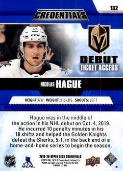 2019-20 Upper Deck Credentials #132 Nicolas Hague Back