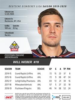 2019-20 Playercards (DEL) #DEL-061 Will Weber Back