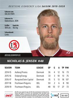 2019-20 Playercards (DEL) #DEL-082 Nicholas Jensen Back