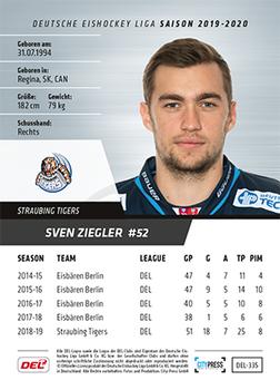 2019-20 Playercards (DEL) #DEL-335 Sven Ziegler Back