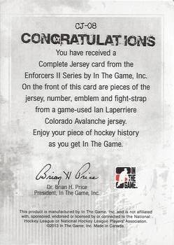 2015-16 In The Game Final Vault - 2013-14 In The Game Enforcers II - Complete Jerseys (Red Vault Stamp) #CJ-08 Ian Laperriere Back