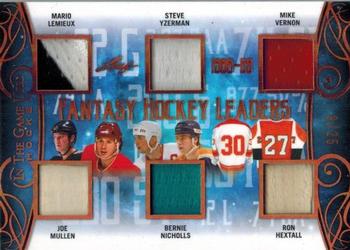 2019-20 Leaf In The Game Used - Fantasy Hockey Leaders - Bronze Spectrum Foil #FHL-11 Mario Lemieux / Joe Mullen / Steve Yzerman / Bernie Nicholls / Mike Vernon / Ron Hextall Front