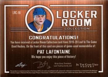 2019-20 Leaf In The Game Used - Locker Room Collection - Magenta Spectrum Foil #LRC-16 Pat LaFontaine Back