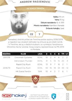 2019-20 SportZoo Tipsport Liga #99 Andrew Radjenovic Back