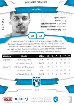 2019-20 SportZoo Tipsport Liga - Blue #30 Eduard Simun Back