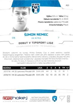 2019-20 SportZoo Tipsport Liga - Rookie Rockets #R01 Simon Nemec Back