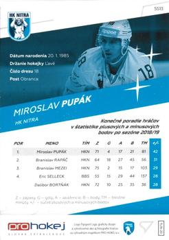 2019-20 SportZoo Tipsport Liga - 2018-19 Season Stars #SS13 Miroslav Pupak Back