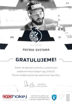 2019-20 SportZoo Tipsport Liga - Autograph #A12 Patrik Svitana Back