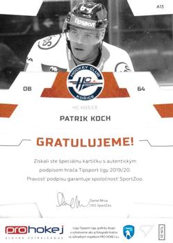 2019-20 SportZoo Tipsport Liga - Autograph #A13 Patrik Koch Back