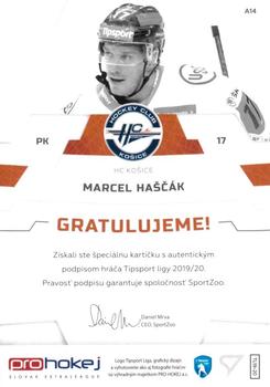 2019-20 SportZoo Tipsport Liga - Autograph #A14 Marcel Hascak Back
