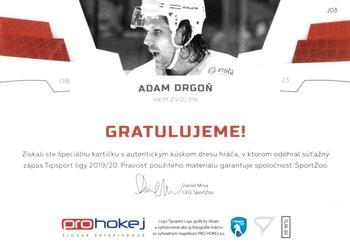 2019-20 SportZoo Tipsport Liga - Game Jersey #J03 Adam Drgon Back