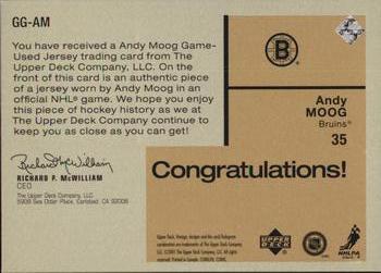 2001-02 Upper Deck Vintage - Golden Goalies #GG-AM Andy Moog Back