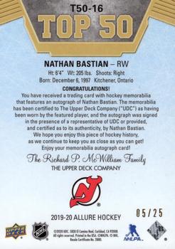 2019-20 Upper Deck Allure - Top 50 Autograph Jersey Relics #T50-16 Nathan Bastian Back
