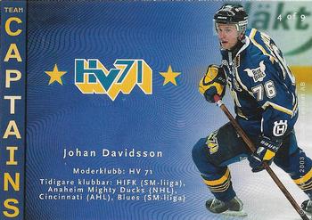 2002-03 Swedish SHL Elitset - Team Captains #TC4 Johan Davidsson Back