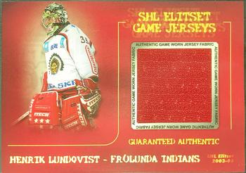 2003-04 SHL Elitset - SHL Game-Worn Jersey #4 Henrik Lundqvist Front