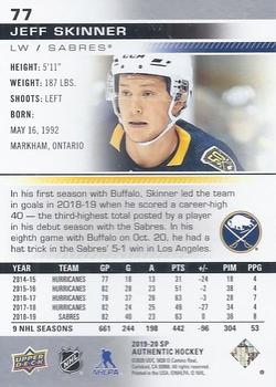 2019-20 SP Authentic #77 Jeff Skinner Back