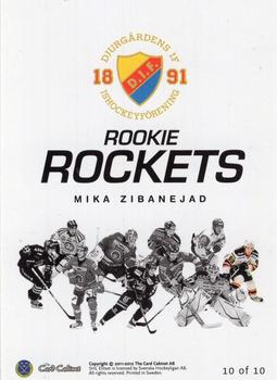 2011-12 SHL Elitset - Rookie Rockets #10 Mika Zibanejad Back