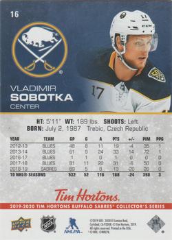 2019-20 Upper Deck Tim Hortons Buffalo Sabres #16 Vladimir Sobotka Back