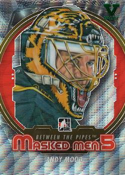 2015-16 In The Game Final Vault - 2012-13 In The Game Between The Pipes - Masked Men 5 Silver Foil (Green Vault Stamp) #MM-31 Andy Moog Front