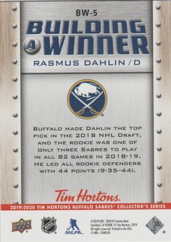 2019-20 Upper Deck Tim Hortons Buffalo Sabres - Building a Winner #BW-5 Rasmus Dahlin Back