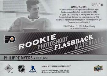 2019-20 Upper Deck - Rookie Photoshoot Flashback Materials #RPF-PM Philippe Myers Back