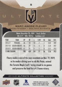 2019-20 Upper Deck Ultimate Collection #5 Marc-Andre Fleury Back