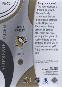 2019-20 SP Game Used - Supreme Jumbo Relics #PA-SC Sidney Crosby Back