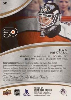 2019-20 SP Game Used - Gold Spectrum Premium Materials #52 Ron Hextall Back