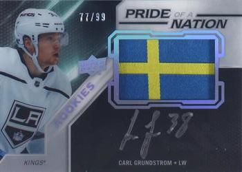 2019-20 SPx - UD Black Pride of a Nation Auto Manufactured Patch #PNA-GR Carl Grundstrom Front