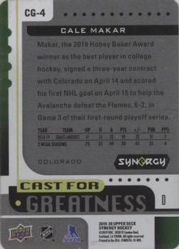 2019-20 Upper Deck Synergy - Cast for Greatness Green Achievements #CG-4 Cale Makar Back