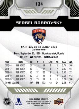 2020-21 Upper Deck MVP #134 Sergei Bobrovsky Back