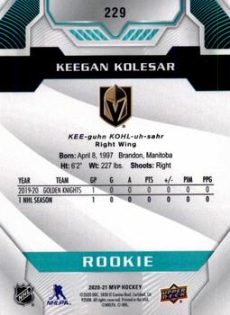 2020-21 Upper Deck MVP #229 Keegan Kolesar Back