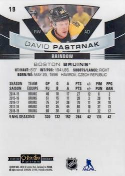 2019-20 O-Pee-Chee Platinum - Rainbow #19 David Pastrnak Back