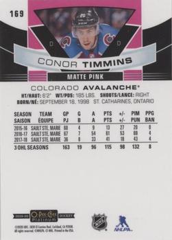 2019-20 O-Pee-Chee Platinum - Matte Pink #169 Conor Timmins Back