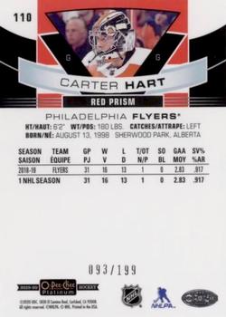 2019-20 O-Pee-Chee Platinum - Red Prism #110 Carter Hart Back
