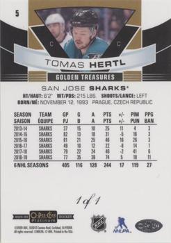 2019-20 O-Pee-Chee Platinum - Golden Treasures #5 Tomas Hertl Back