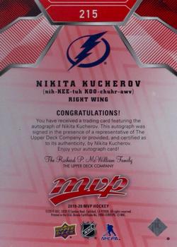 2019-20 Upper Deck MVP - Autographs Leaderboard Achievements Red #215 Nikita Kucherov Back