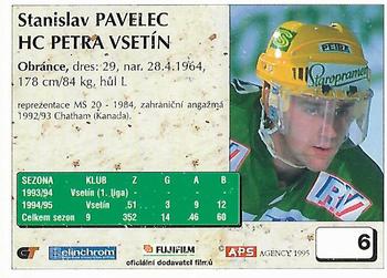 1995-96 APS Extraliga (Czech) #6 Stanislav Pavelec Back