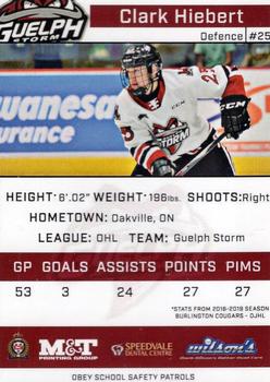 2019-20 Guelph Storm (OHL) Limited Edition Set 1 #NNO Clark Hiebert Back
