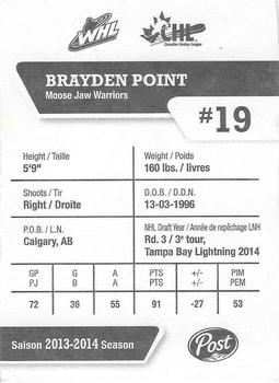 2014-15 Post CHL #NNO Brayden Point Back