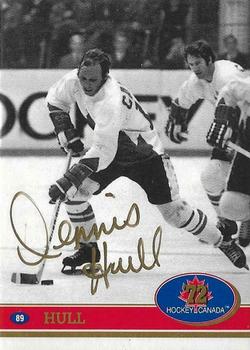 1991-92 Future Trends Canada ’72 - Gold Paint Autographs Swirl #89 Dennis Hull Front