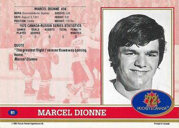 1991-92 Future Trends Canada ’72 - Gold Paint Autographs Swirl #91 Marcel Dionne Back
