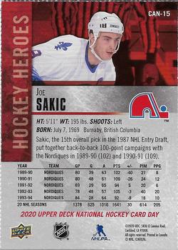 2020 Upper Deck National Hockey Card Day Canada - Sheet Cards #CAN-15 Joe Sakic Back
