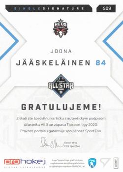 2019-20 SportZoo Tipsport Liga All Star 2020 - All Star Single Signature #S09 Joona Jääskeläinen Back