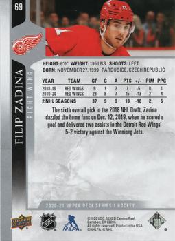 2020-21 Upper Deck #69 Filip Zadina Back